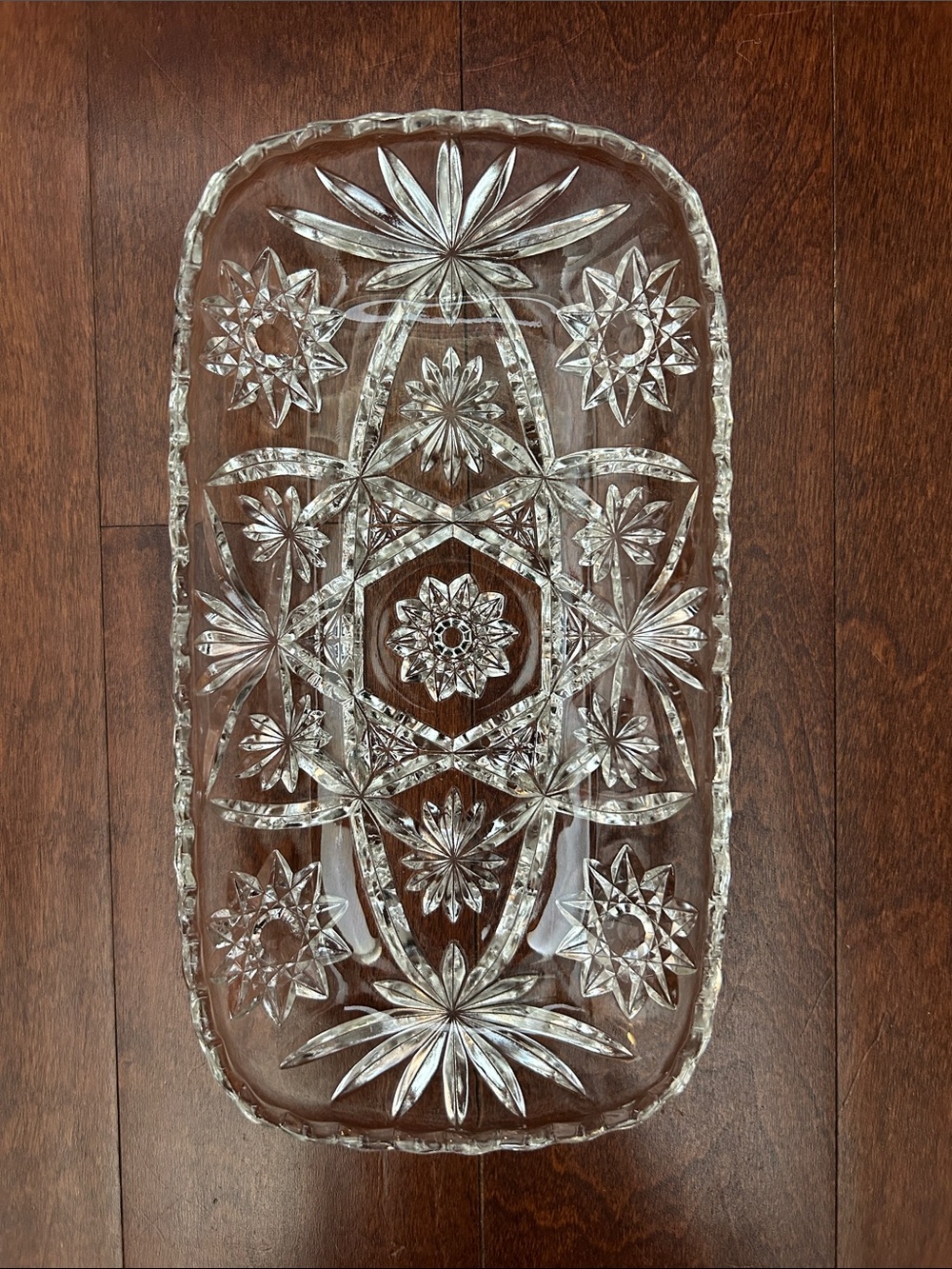 Vintage Clear Glass Serving Dish, Cut Star Pattern, Serve Food or Catch All Dish